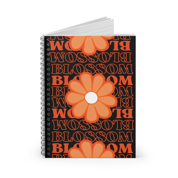 Blossom Black Cover Spiral Notebook - Ruled Line