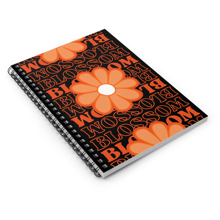 Blossom Black Cover Spiral Notebook - Ruled Line