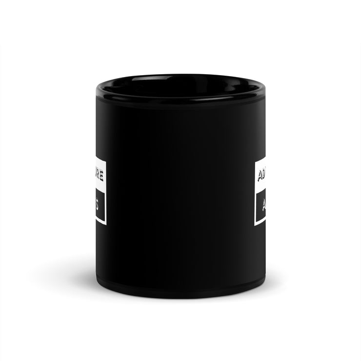 Adventure Awaits Black Glossy Mug