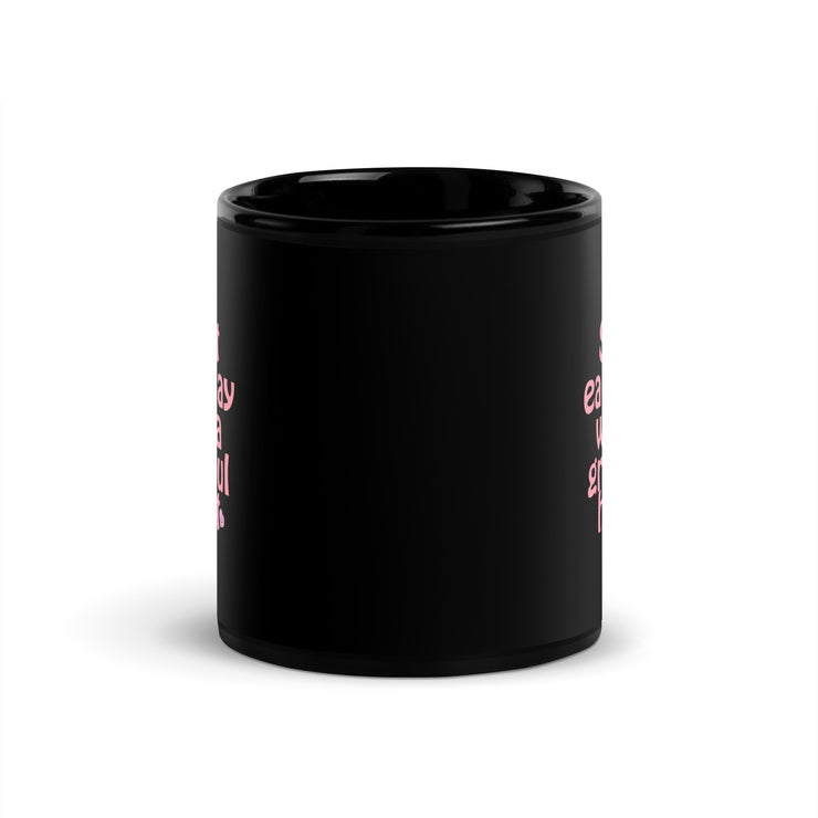 Start Each Day With A Grateful Heart Black Glossy Mug