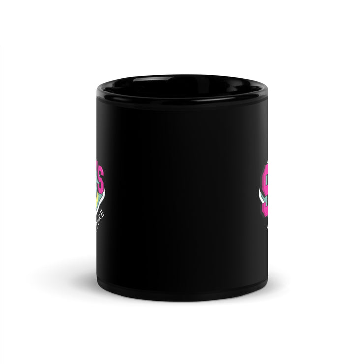 90'S Pop Culture Black Glossy Mug