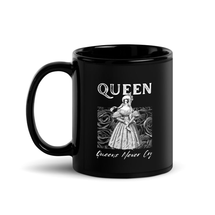 Queen Never Cry Black Glossy Mug