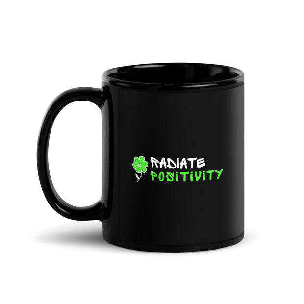 Radiate Positivity Black Glossy Mug