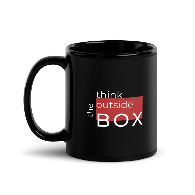 Think Outside The Box Black Glossy Mug