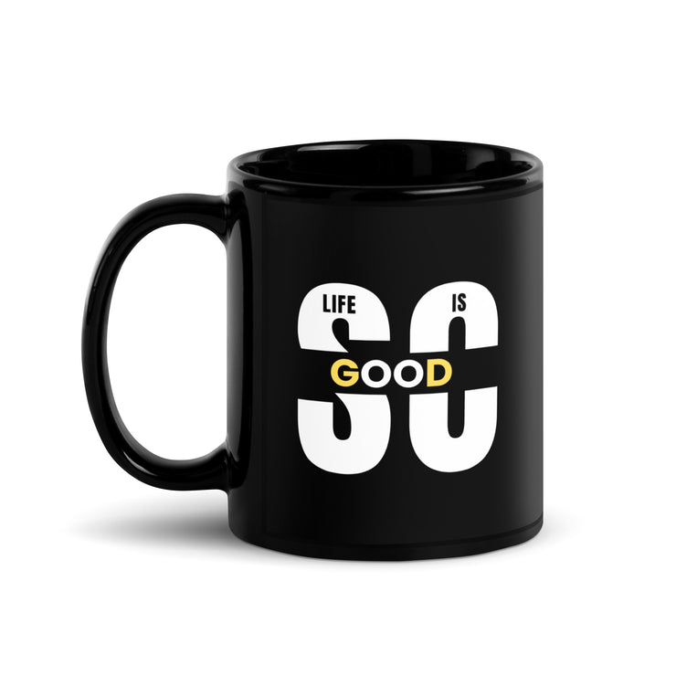 Life Is So Good Black Glossy Mug