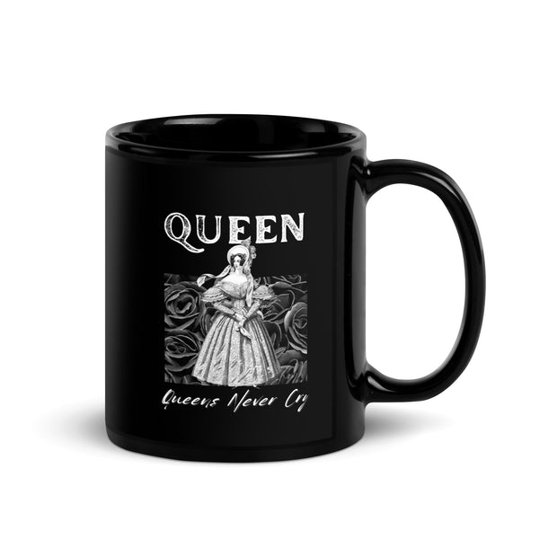 Queen Never Cry Black Glossy Mug