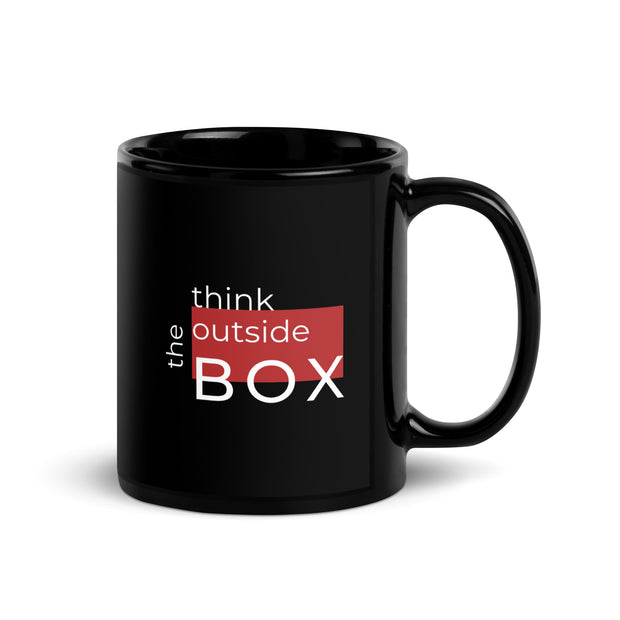 Think Outside The Box Black Glossy Mug