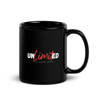 Unlimited Believe Achieve Succeed  Black Glossy Mug