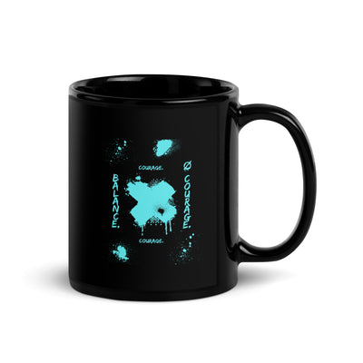 Balanced Courage Black Glossy Mug