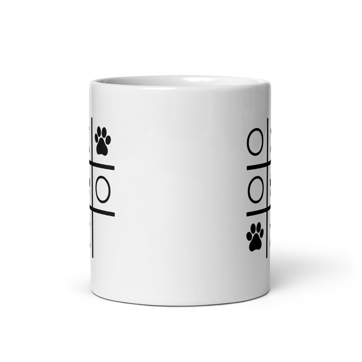 Paw Tic Toe White glossy mug