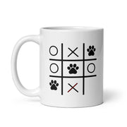 Paw Tic Toe White glossy mug