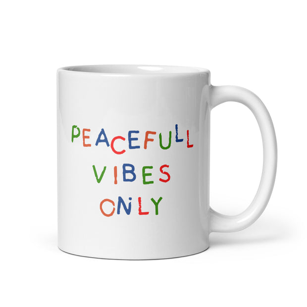 Peaceful Vibes Only White glossy mug